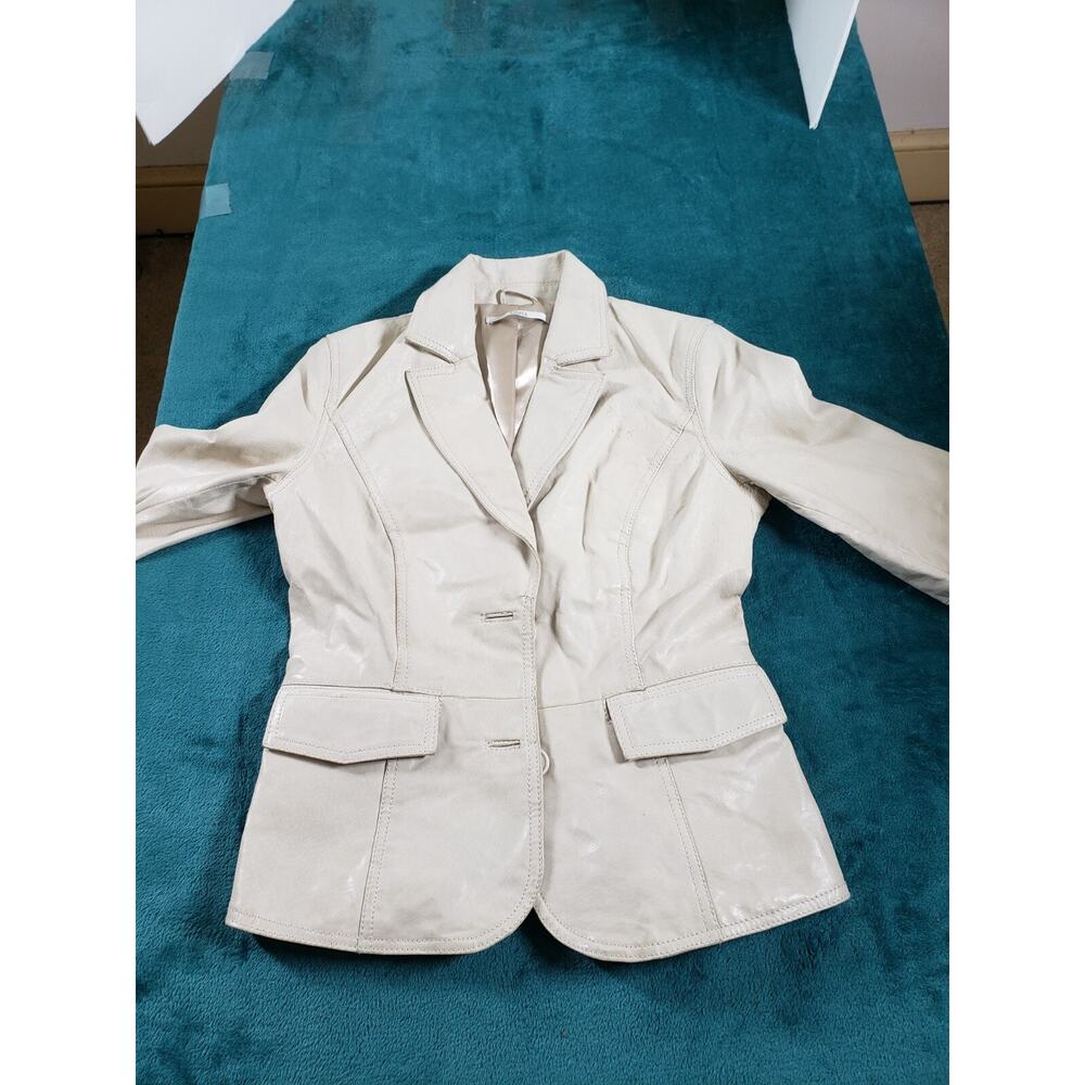 Xanaka Jacket Womens Size 32 US 2 Leather Long Sleeve Beige France Ladies